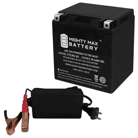 YTX30L-BS Replaces Polaris 600 Wide Track 10-16 With 12V 4Amp Charger -  MIGHTY MAX BATTERY, MAX3836999